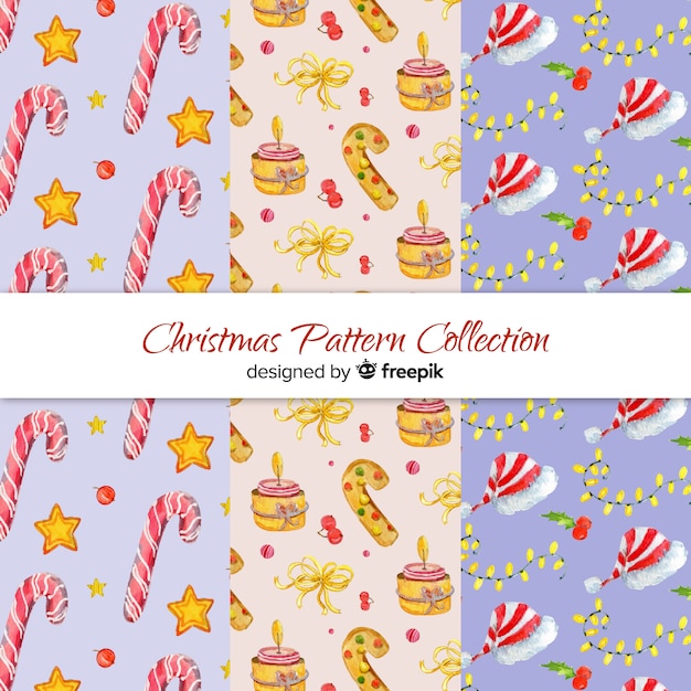 Free vector lovely watercolor christmas pattern collection