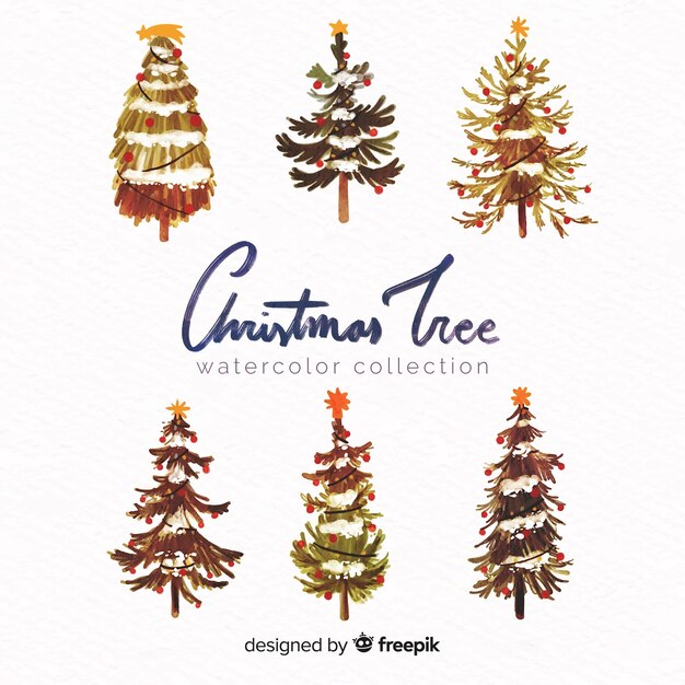 Lovely watercolor christmas tree collection