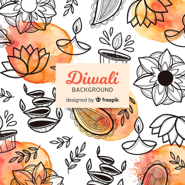 Free vector lovely watercolor diwali background