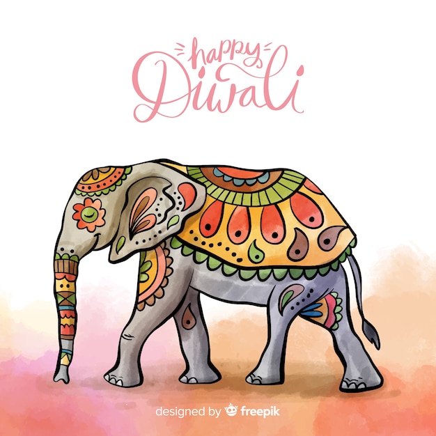 Free vector lovely watercolor diwali background