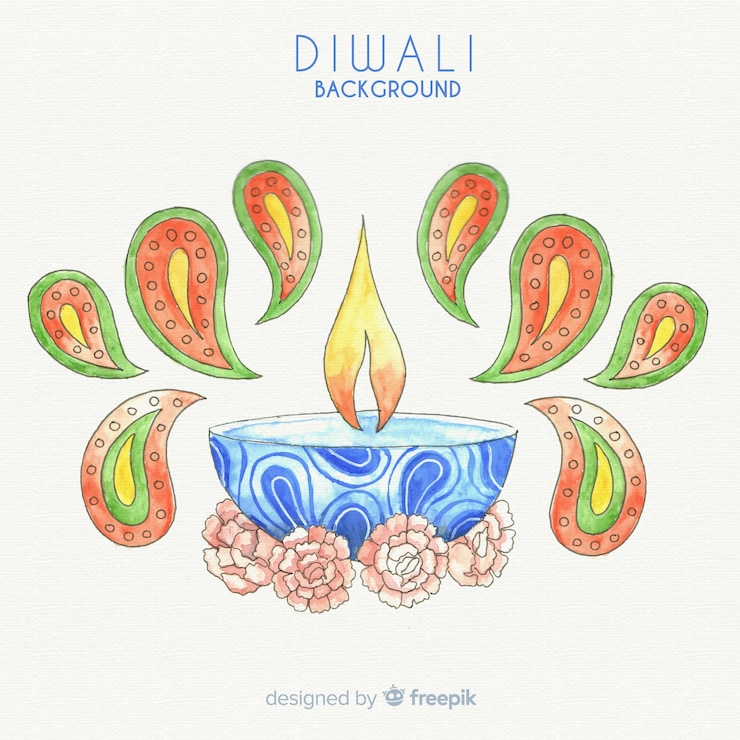 Free Vector lovely watercolor diwali background