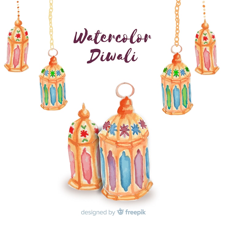 Free Vector lovely watercolor diwali background