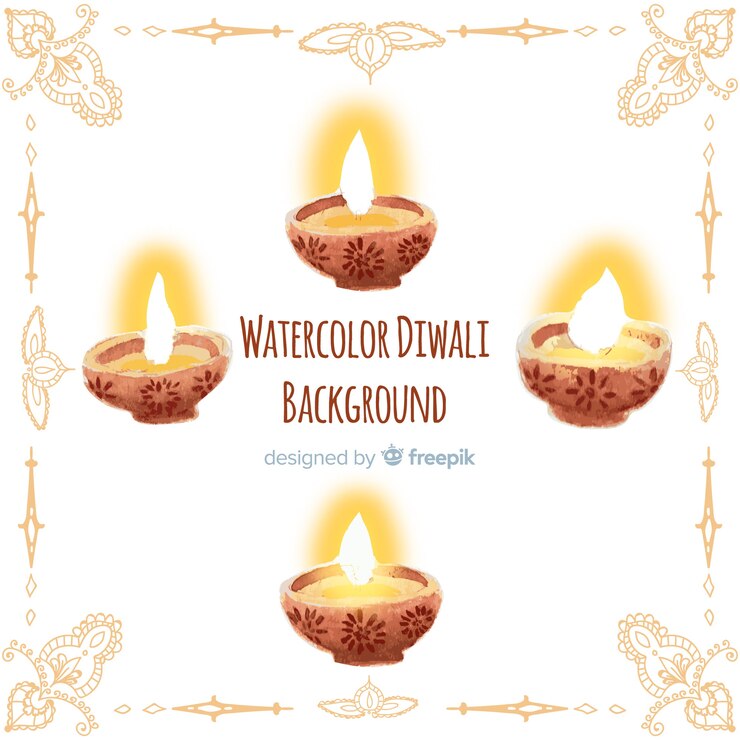 मुफ़्त वेक्टर lovely watercolor diwali background