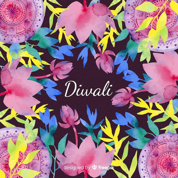 Free vector lovely watercolor diwali background