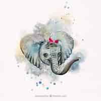 Free vector lovely watercolor elephant