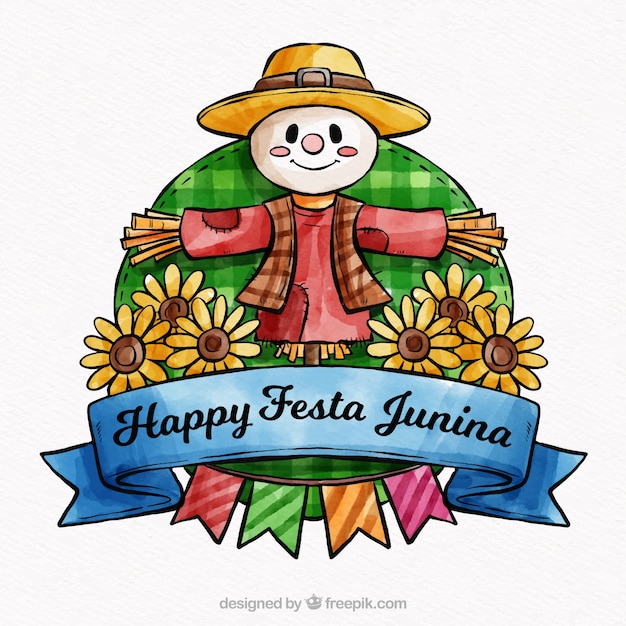 Free vector lovely watercolor festa junina compostion