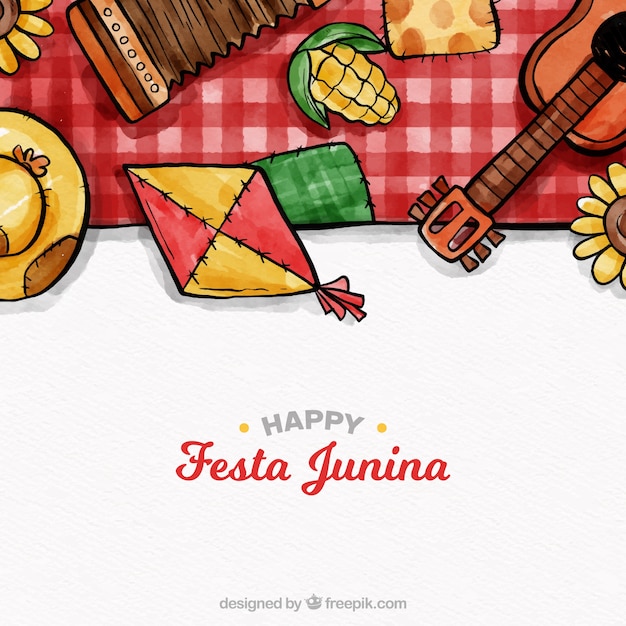 Free vector lovely watercolor festa junina compostion