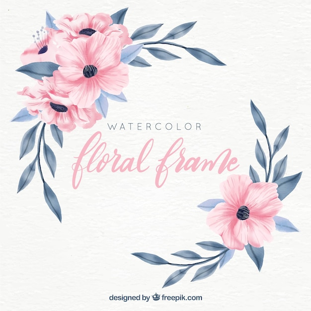 Free vector lovely watercolor floral frame