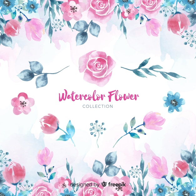 Free vector lovely watercolor flowers collection