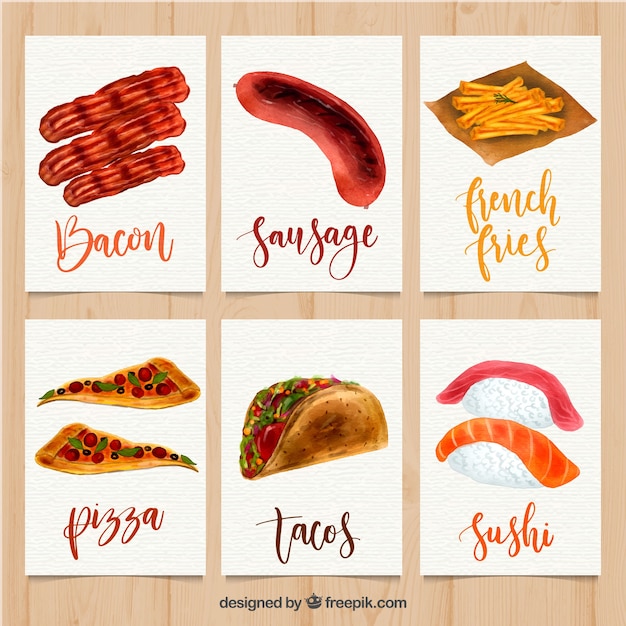 Lovely watercolor food card collection