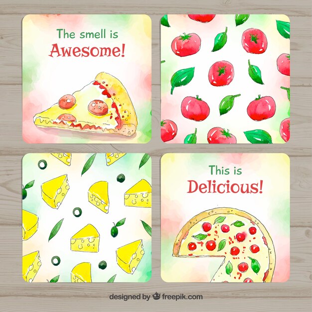 사랑스러운 수채화 음식 카드 컬렉션