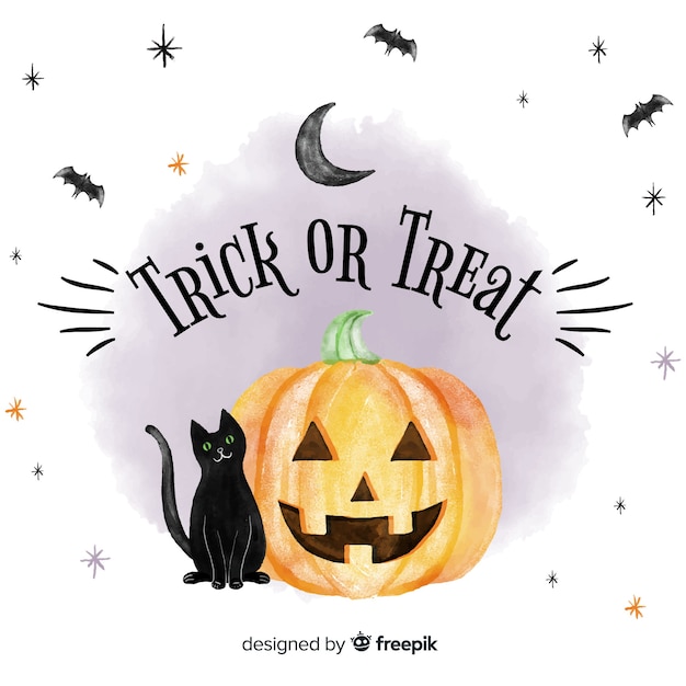 Free vector lovely watercolor halloween background