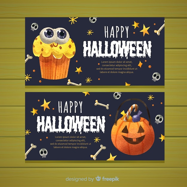 Lovely watercolor halloween banners