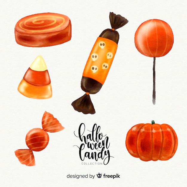 Lovely watercolor halloween candy collection