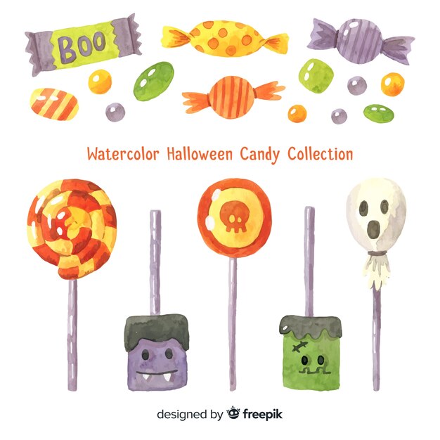 Lovely watercolor halloween candy collection