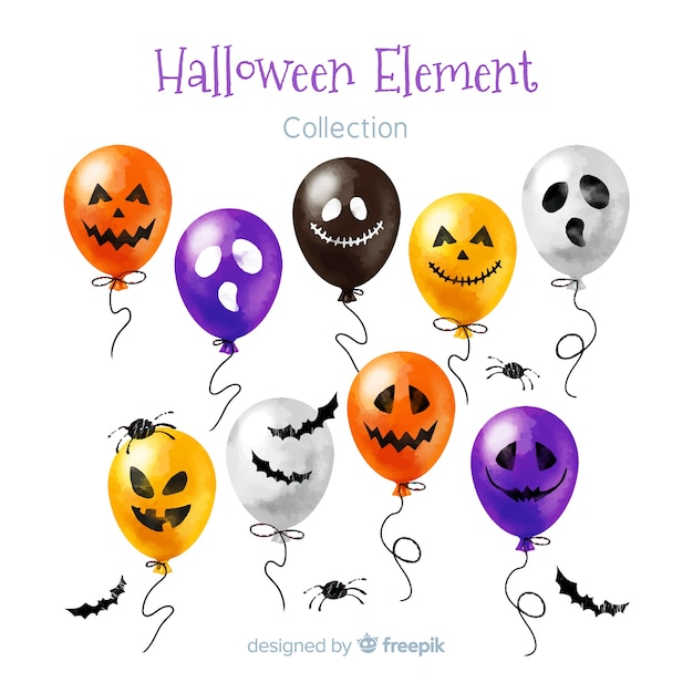 Lovely watercolor halloween element collection