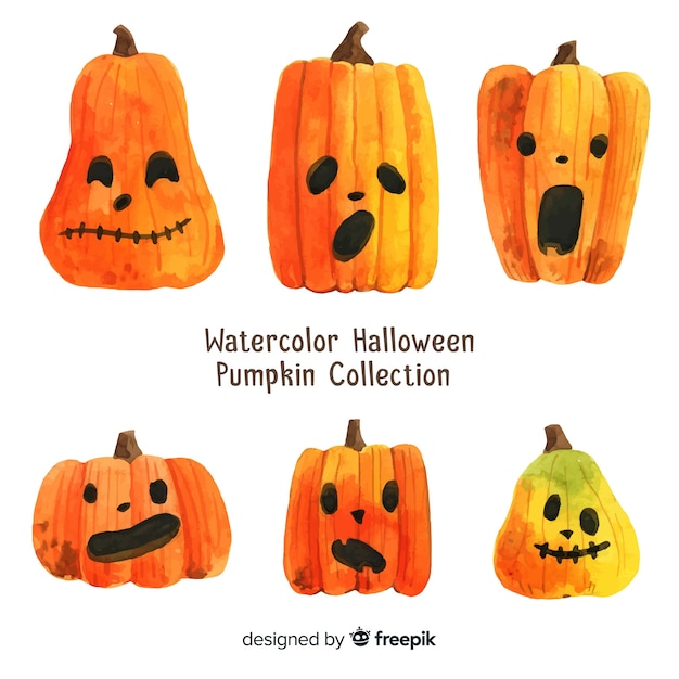 Lovely watercolor halloween pumpkin collection