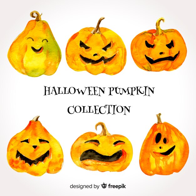 Lovely watercolor halloween pumpkin collection