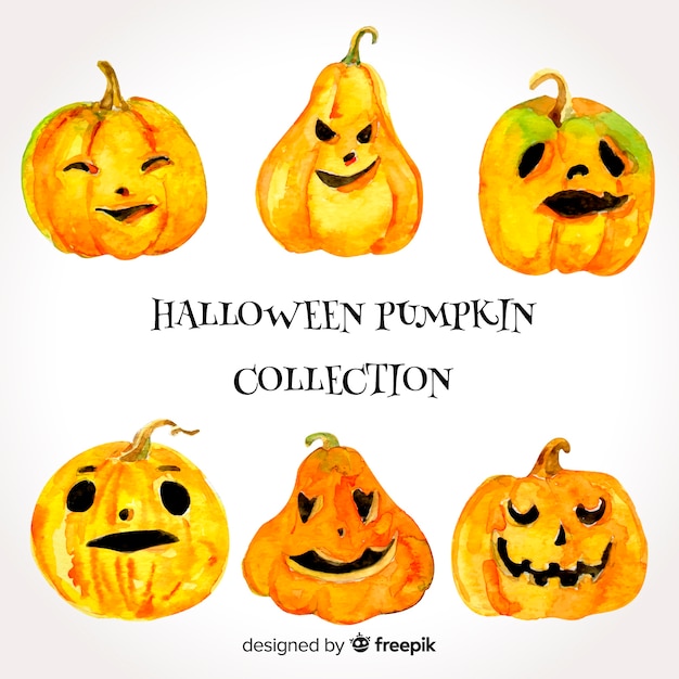 Lovely watercolor halloween pumpkin collection