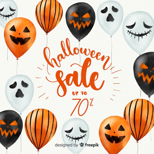 Free vector lovely watercolor halloween sale composition