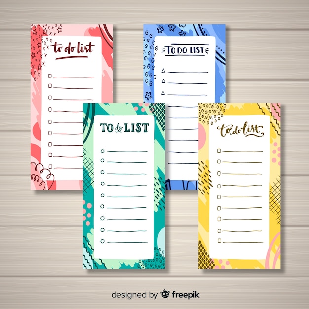 Free vector lovely watercolor to do list collection