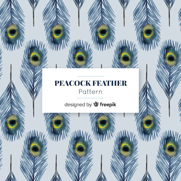 Free vector lovely watercolor peacock feather pattern