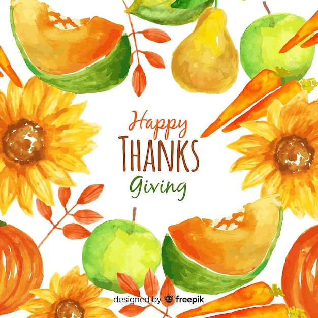 Free vector lovely watercolor thanksgiving background