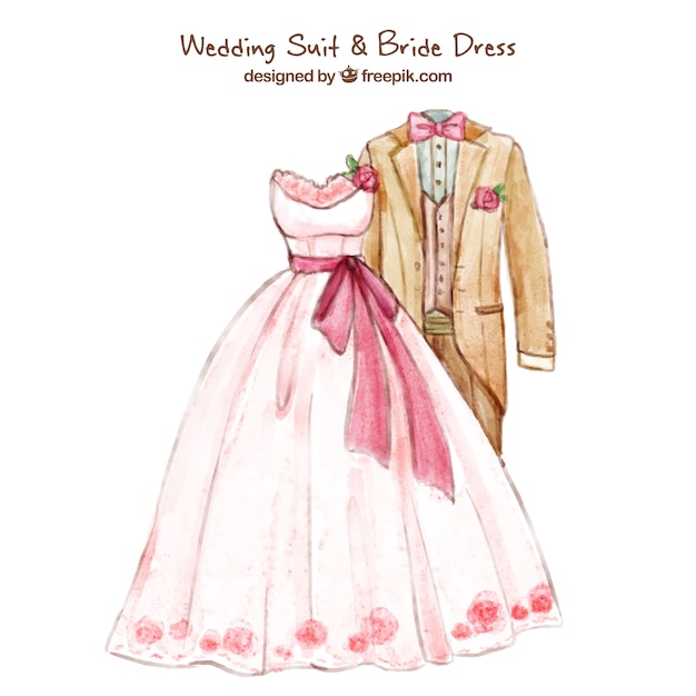 ラブリーweddindスーツ＆花嫁のドレス