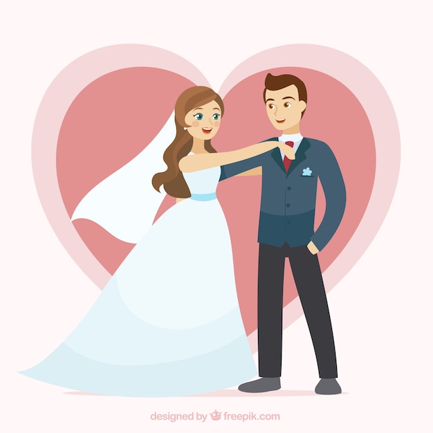 心と素敵な結婚式のカップル