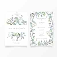 Free vector lovely wedding invitation & menu template