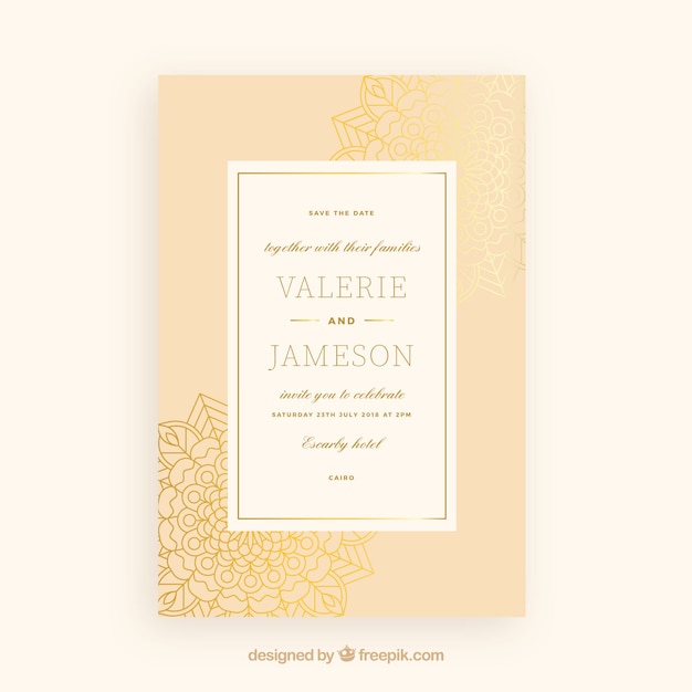 Lovely wedding invitation template with colorful mandala