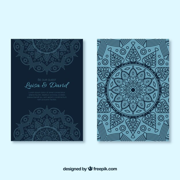 Lovely wedding invitation template with colorful mandala