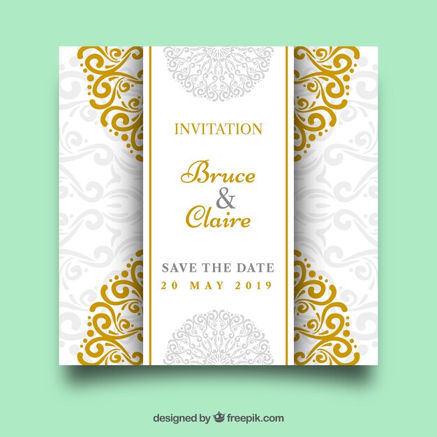 Lovely wedding invitation template with colorful mandala