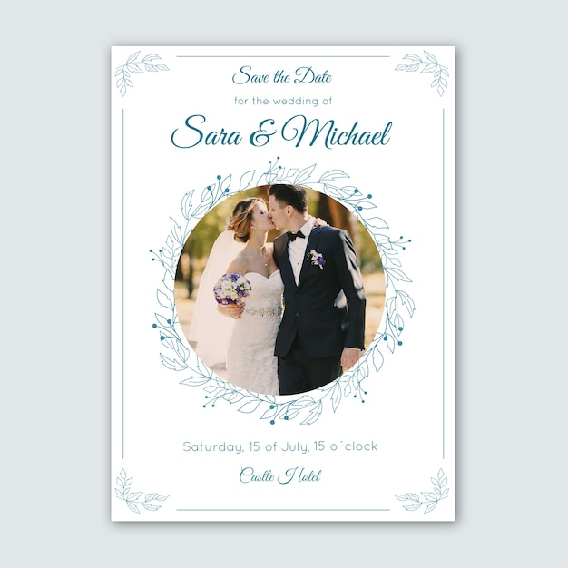 Lovely wedding invitation template with photo