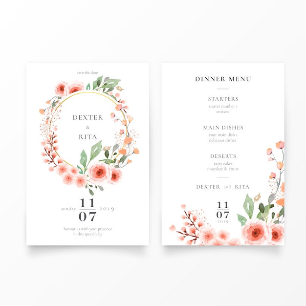 Free vector lovely wedding invitation template