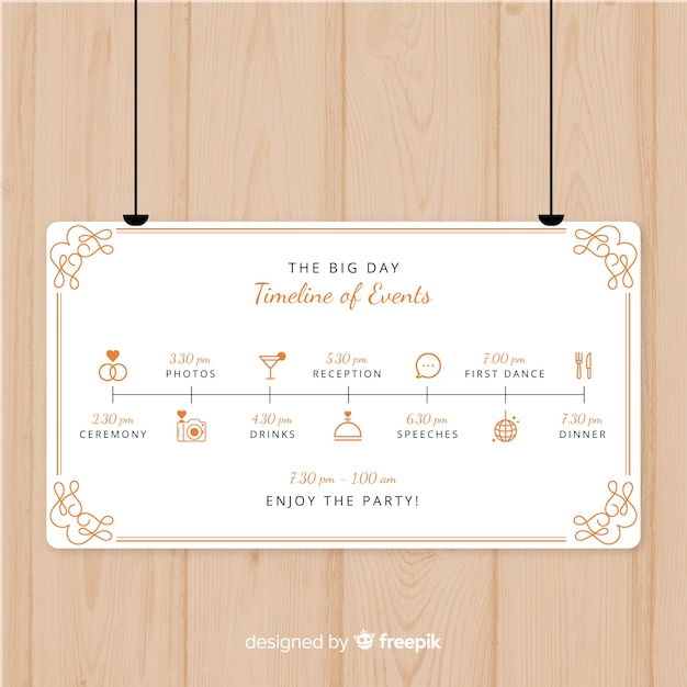 Lovely wedding program with flat design