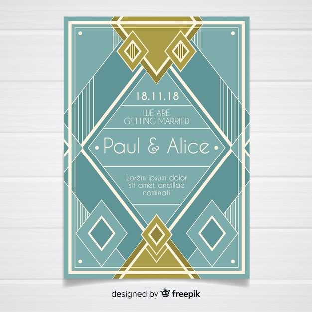 Lovely wedding template with art deco concept