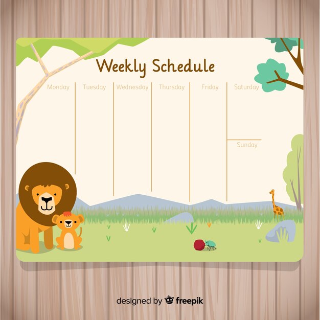 Lovely weekly schedule with flat design