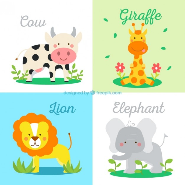 Free vector lovely wild animals set