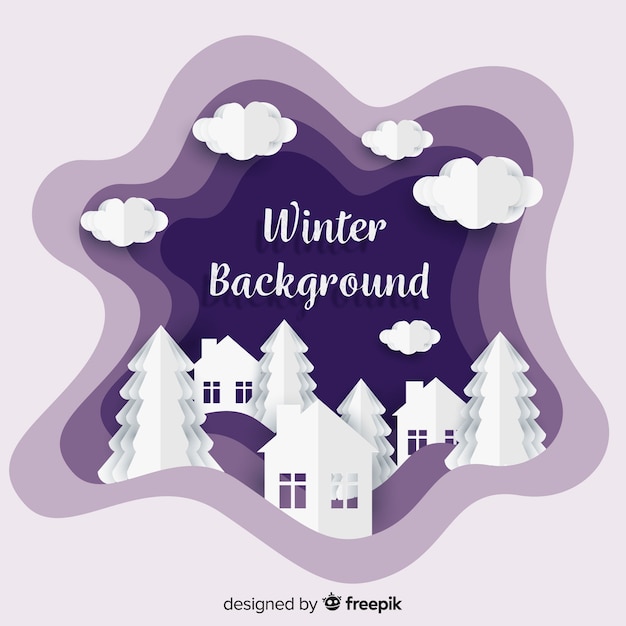 Free vector lovely winter background with paper texture