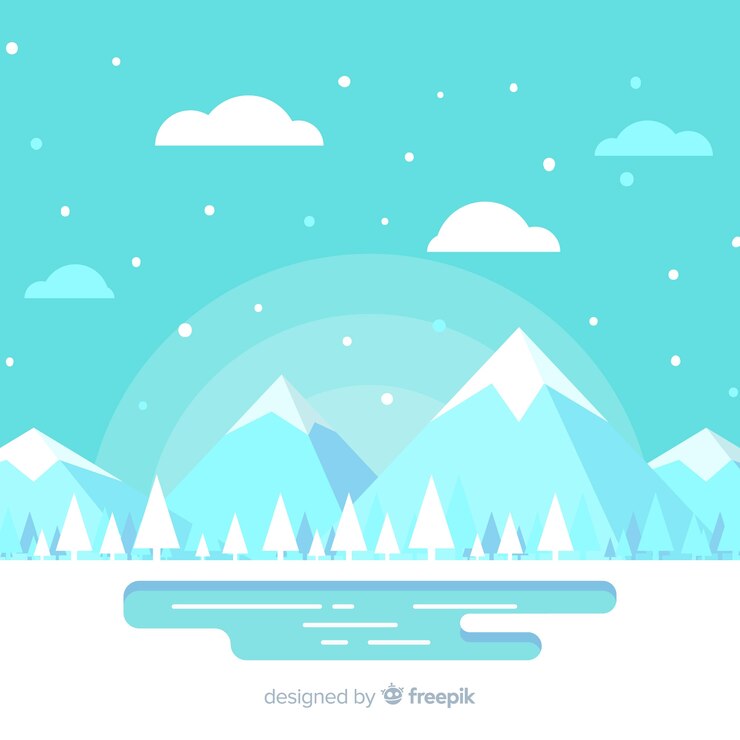 무료 Vector 평평한 디자인으로 아름다운 겨울 풍경