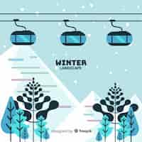 Free vector lovely winter landscape with flat design