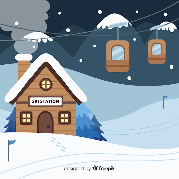 Free vector lovely winter landscape