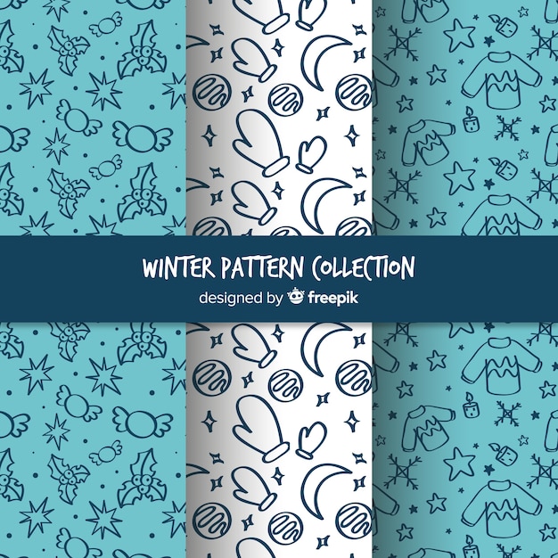 Free vector lovely winter pattern collectio