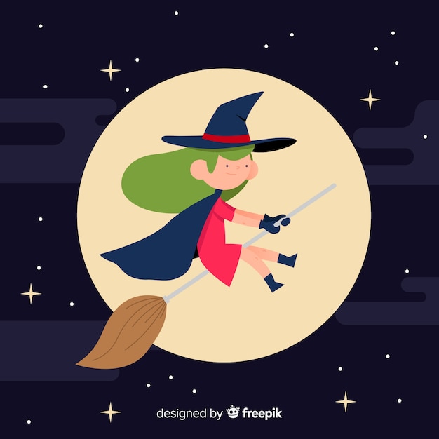 Lovely witch character with flat design