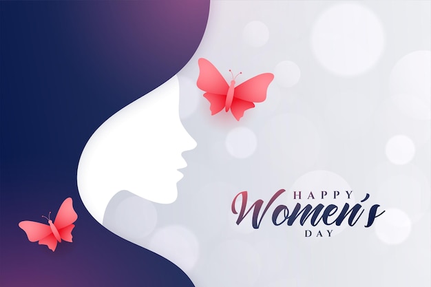 Free vector lovely womens day greeting with flying butterfly