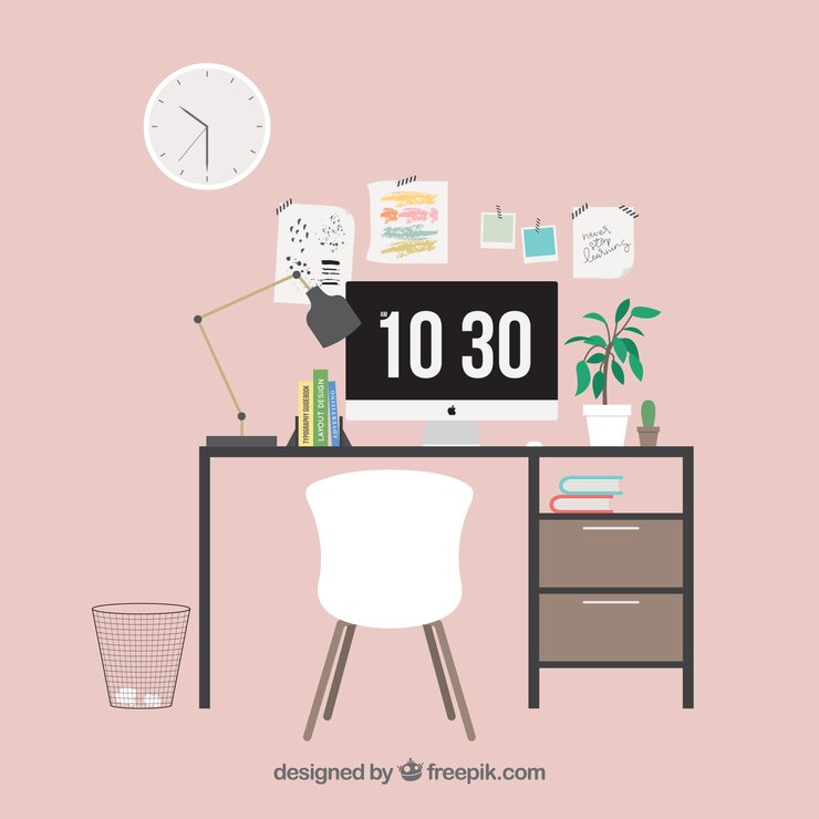 Free Vector lovely workplace