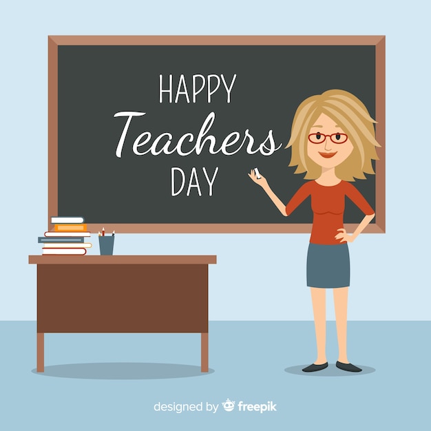 Lovely world teachers day composition with flat design