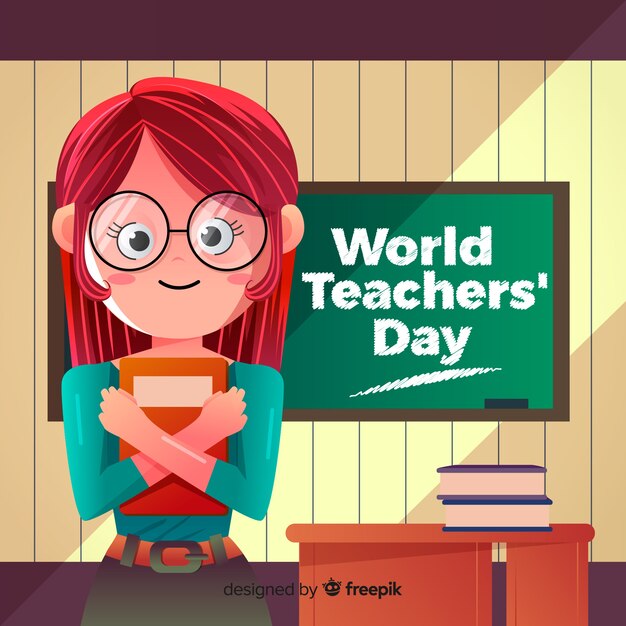 Lovely world teachers' day composition with flat design