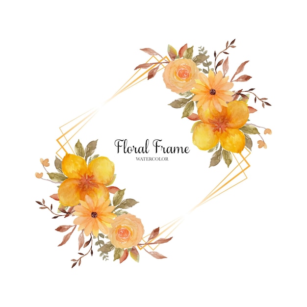 Free vector lovely yellow rustic floral frame